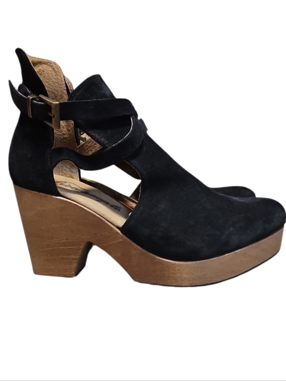 Free People Cedar Black Suede Clog Criscross Clog Platform Sandals - Picture 6 of 14